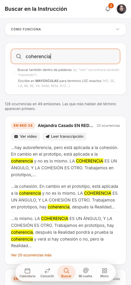 Buscar en la Instrucción en el teléfono