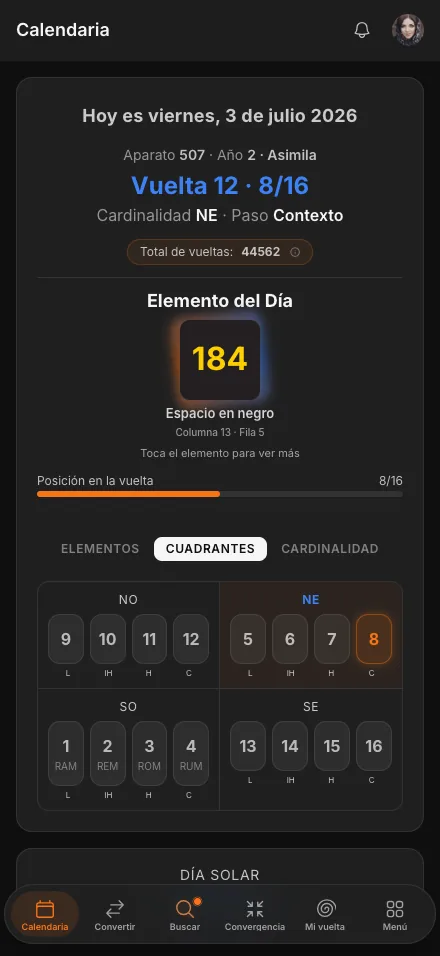 Calendaria en versión móvil